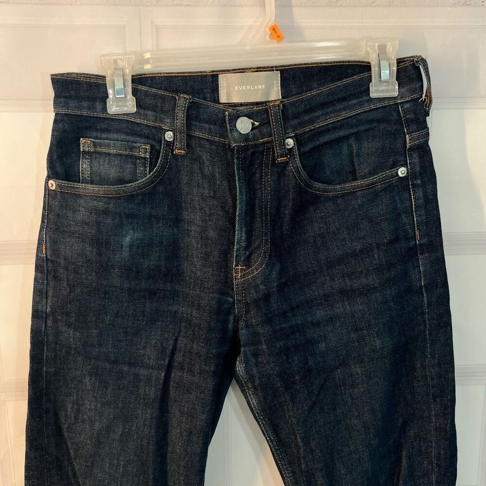 Everlane Black Cuffed Hem Dark Wash Slim Fit Jeans Size 28 X 32 - Picture 4 of 11